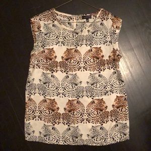 The Limited Jaguar print cap sleeve blouse, size S